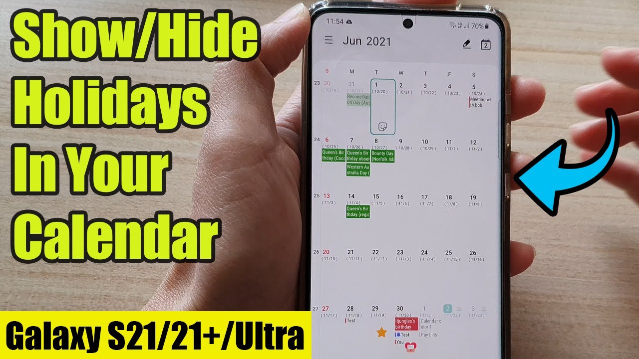 Galaxy S21/Ultra/Plus How to Show/Hide Holidays In Your Calendar YouTube