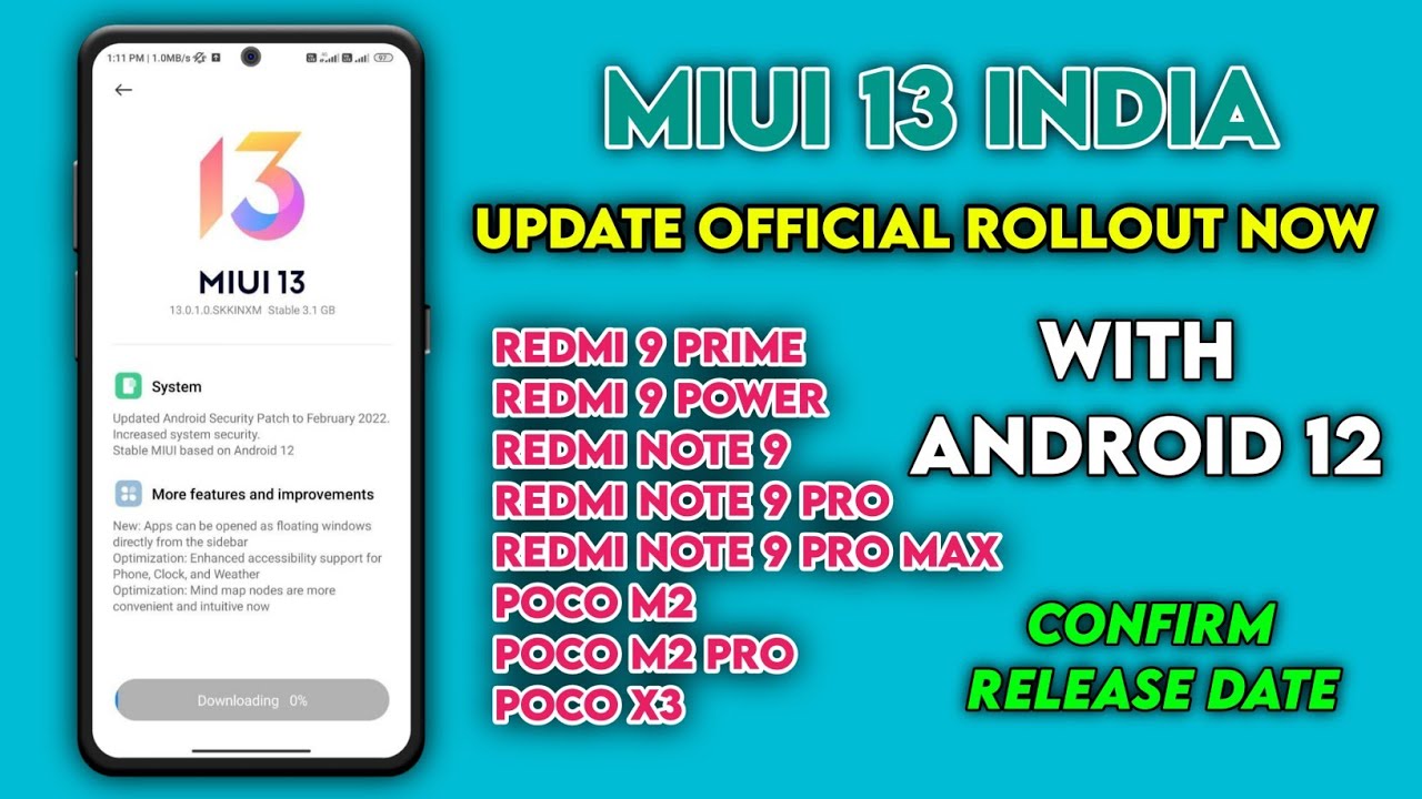 😍Miui 13 India Rollout Date - Redmi 9 Power/Prime,Redmi Note 9/Pro/Max,POCO M2/Pro,POCO X3🔥OTA Link
