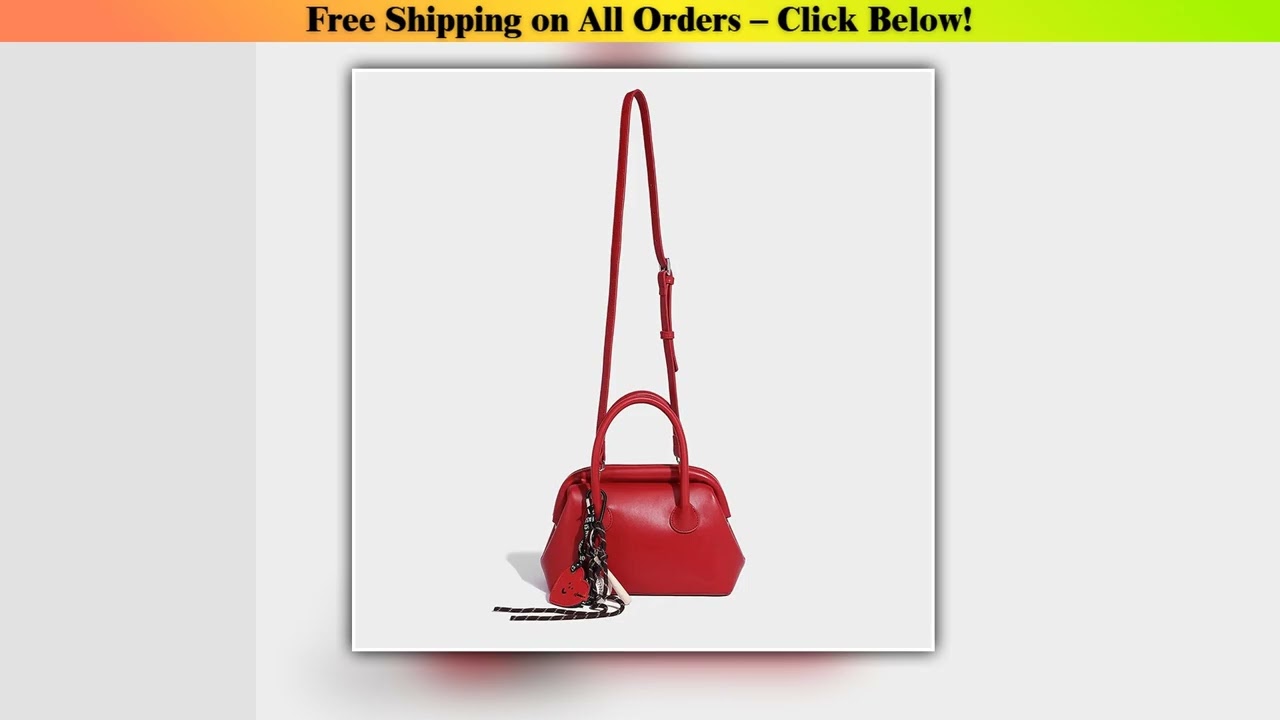 Luxury designer women's shoulder bag and wallet 2025 new PU leather metal frame crossbody bag red