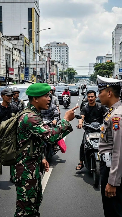 🔥😡 TNI soldiers spray naughty police officers on the highway #shorts #viral #tni