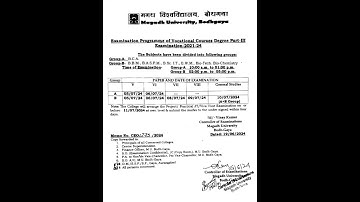 Magadh University examination programme of vocational course degree part - 3 Examination 2021-24