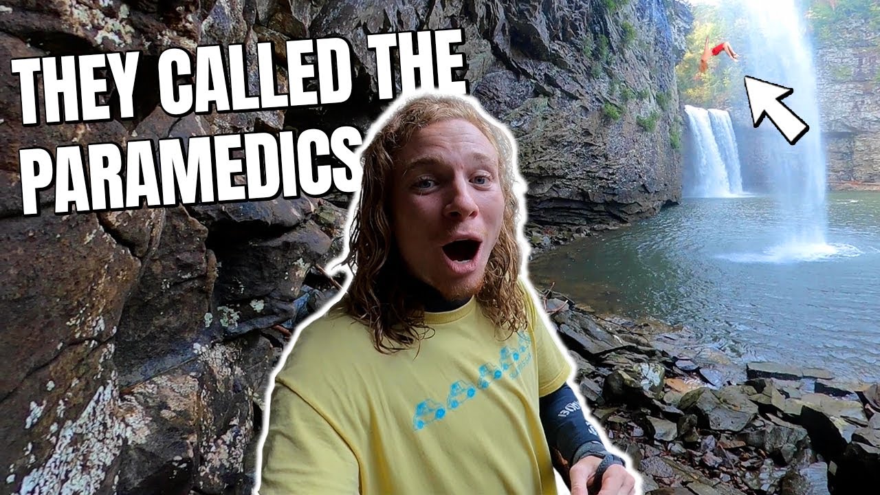 cliff jumping FAIL .... jumping off 65ft waterfall w Salah Brooks