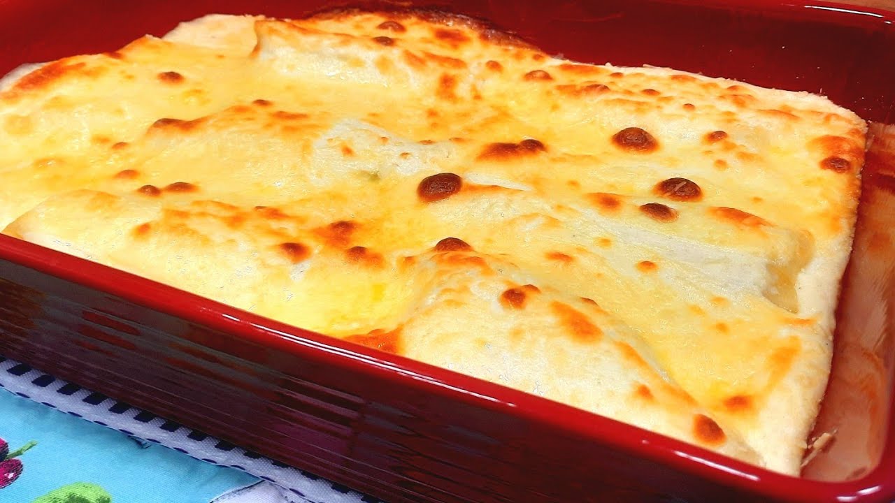 CANELONE DE FRANGO COM MASSA DE LASANHA AO MOLHO BECHAMEL