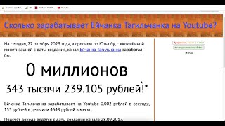Ейчанка Тагильчанка Доход канала с монетизации контента на Ютубе