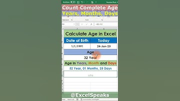 Calculate Total Age in Years, Months and Days | @TrueComputers | Excel Tips and Tricks