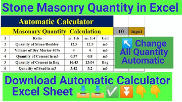 Automatic Masonry Quantity Calculation in Excel | How To Calculate Quantity of Stone Masonry