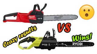 Milwaukee vs Ryobi Chainsaw faceoff [crazy results]