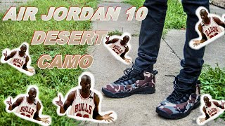 jordan 10 woodland camo on feet