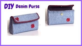 DIY Denim Purse | Jean Purse Recycling from Old Jeans | No Sew Jeans Bag Recycling