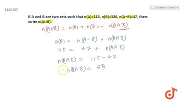 If A and B are two sets such that  ltmath gt  ltmrow gt  ltmi gtn lt/mi gt ltmrow gt ltmo gt(