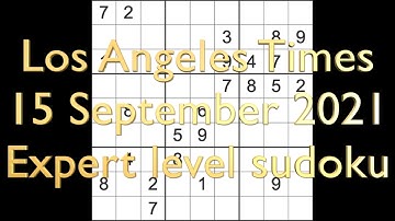 Sudoku solution – Los Angeles Times sudoku 15 September 2021 Expert level