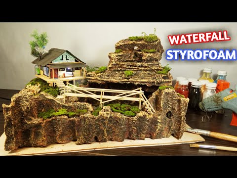 How to Make Amazing Waterfall at Home with Styrofoam – Realistic Miniature Landscaping