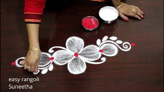 Trendy color borders rangoli & kolam designs || Amazing Side Borders rangoli muggulu by Suneetha