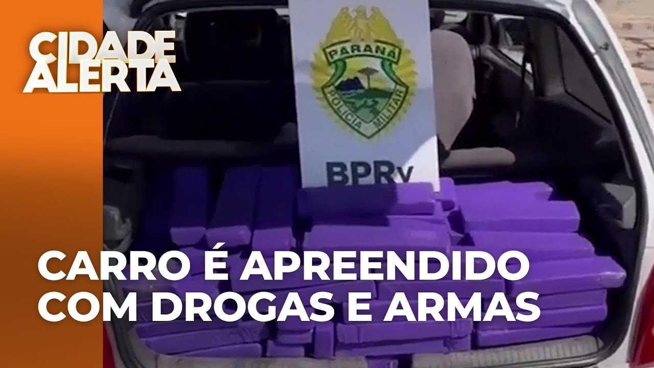 Polícia apreende carro com carregamento de drogas, fuzil, espingarda, pistolas e munições na BR-272
