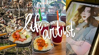 art vlog: enjoying weekends as an introvert ✏️🍥 yapping about new character, cooking gimbap 