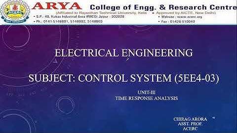 #Time#Response#Specifications |Lect-12|Unit-III Control System|V Sem by #Aryacollege