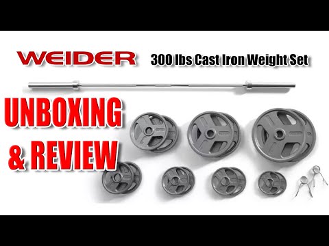 Weider 300 lbs. cast iron Olympic weight set unboxing & review | dick's sporting goods | cheap