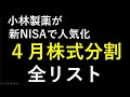 ４月の株式分割と、新NISAランキングに小林製薬と三菱重工が登場。　～あす上がる株　2024年４月１日（月）に上がる銘柄。最新の日本株での株式投資。初心者でも～