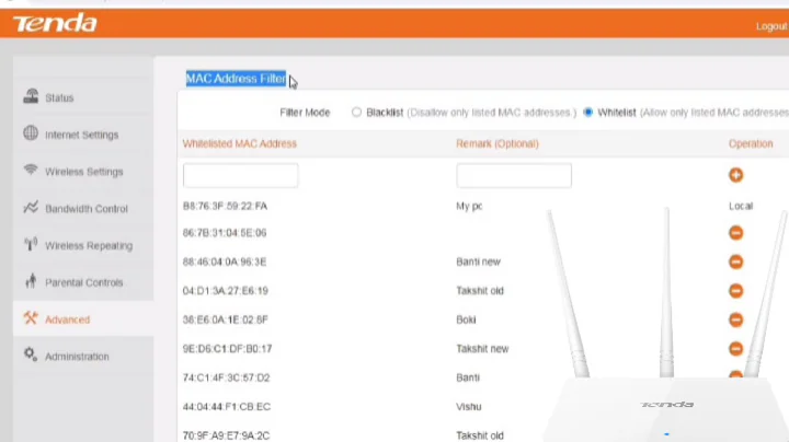 How to enable MAC Address filtering settings on Tenda Router | MAC Filtering (Allow or Block)