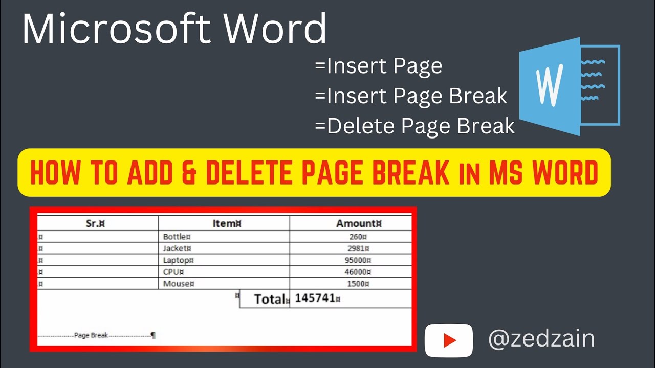 How to Insert or delete page break in word 100 word pagebreak