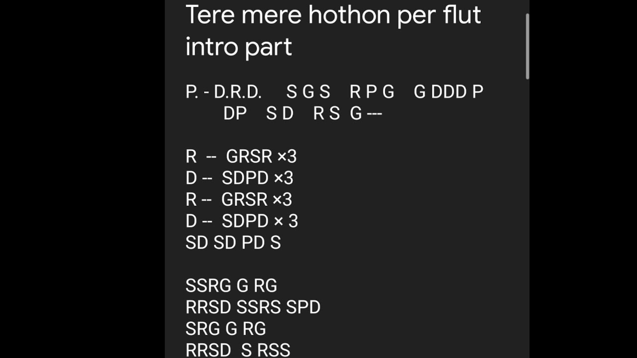 Tere mere hothon pe flute notes