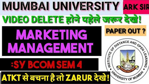 #PAPER_OUT? 2024 MARKETING Management  SyBCOM Sem 4 Syllabus Important QUESTION MUMBAI UNIVERSITY