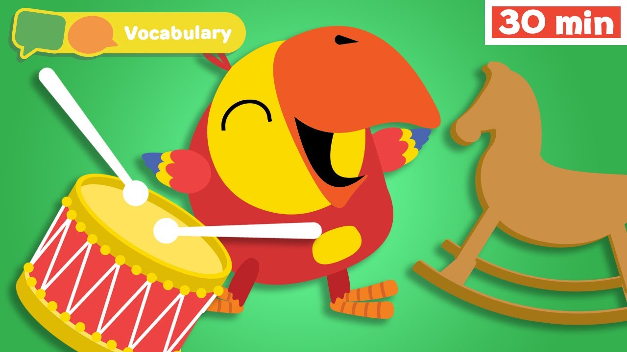 Learning First Words w Larry | Sensory Stimulation for Babies | Vocabulary for Kids | Rocking Horse