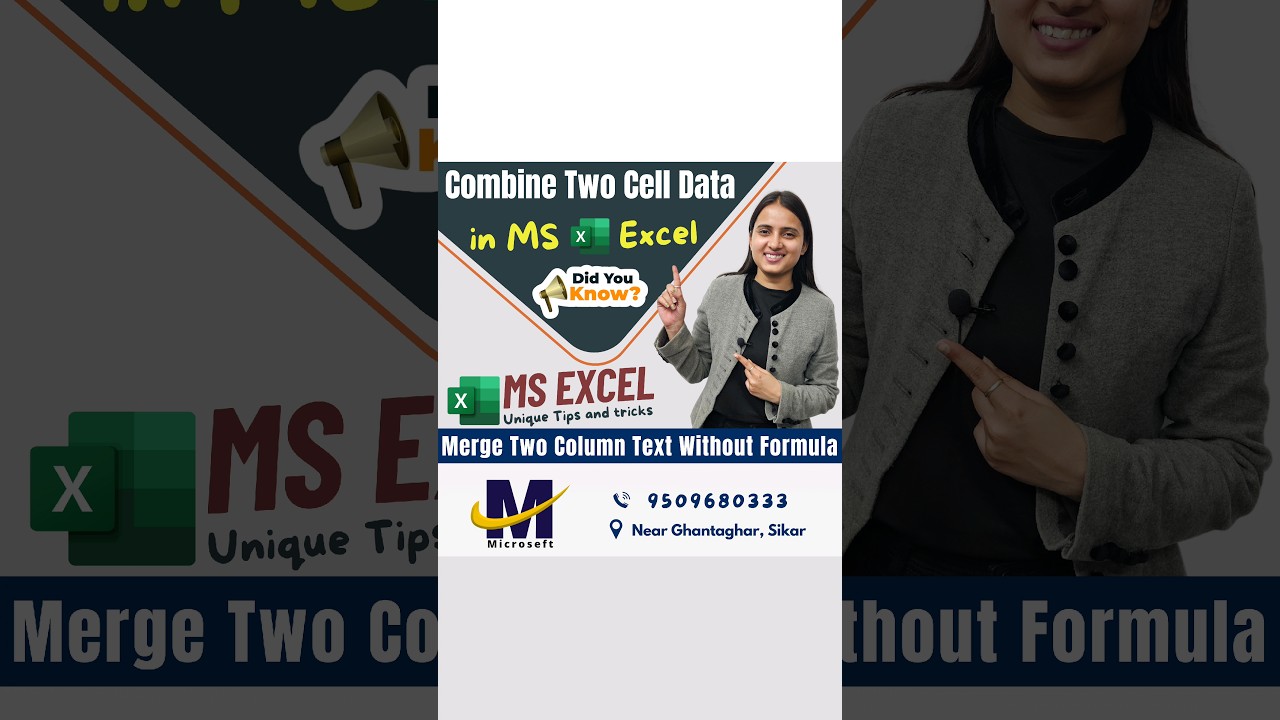 ⁣How to Combine Two Column data in Excel | Merge Column text in Excel #MergeColumn @msexcelwire