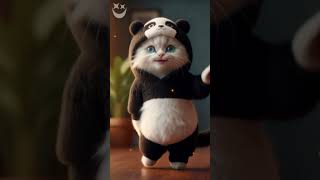 Dans eden kedi -  Panda kıyafeti #shorts #cutebaby #funnybaby #aibaby #ai #hahaha #kedi #dans