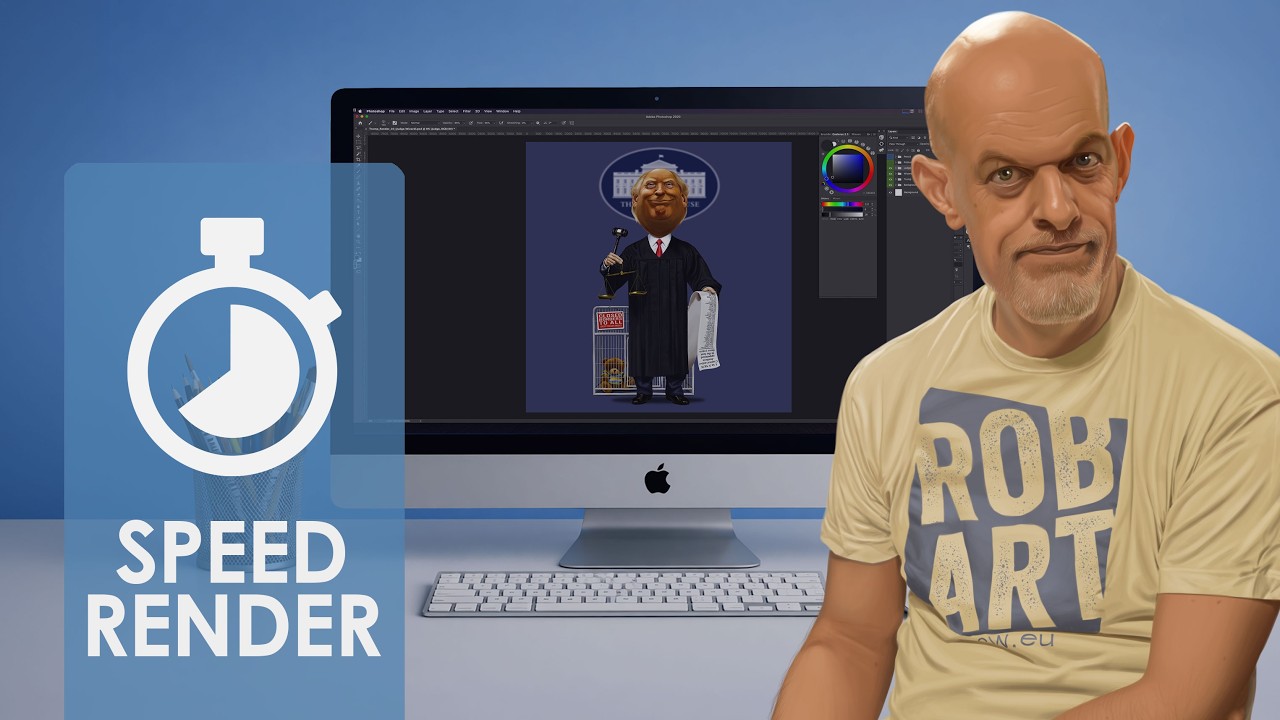 SPEED RENDER ILLUSTRATION ART | PaperTrollz Trump Caricature – Judicial Authority Parody