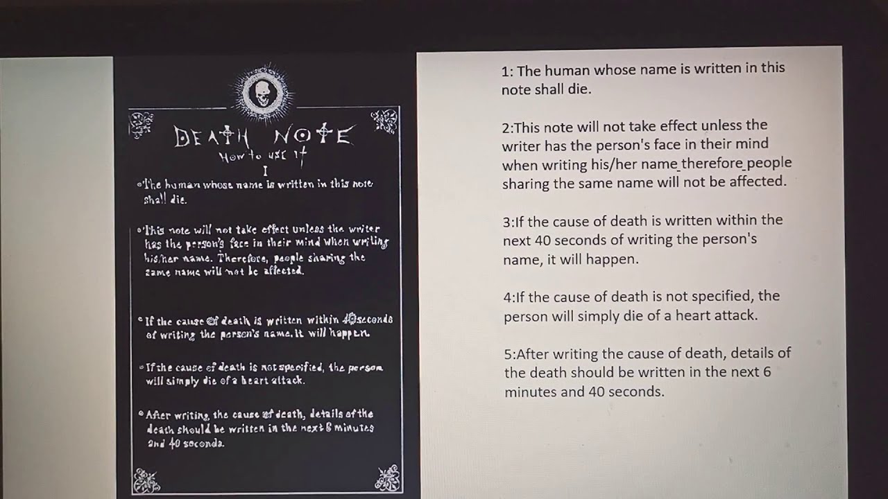 All the Rules of death note.. all pages - YouTube