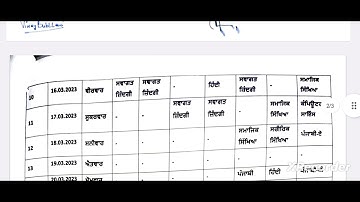 Date sheet Non board classes PSEB 2023