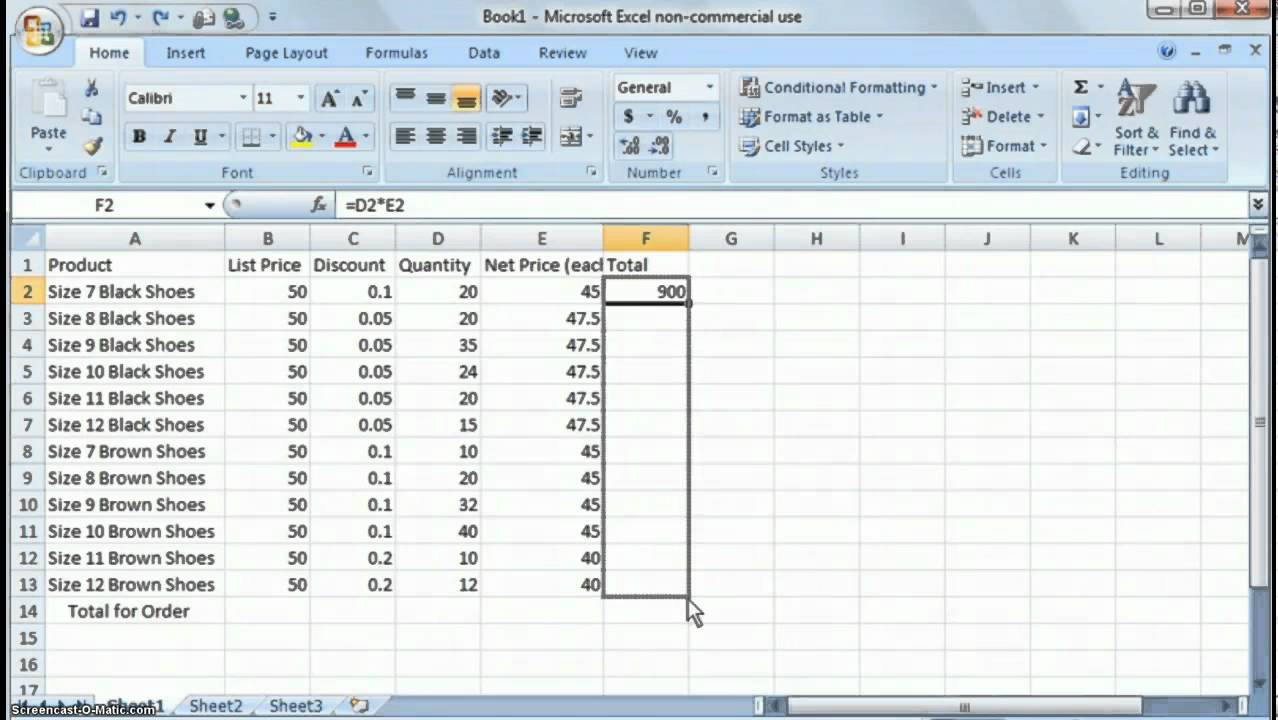 practice for beginner excel