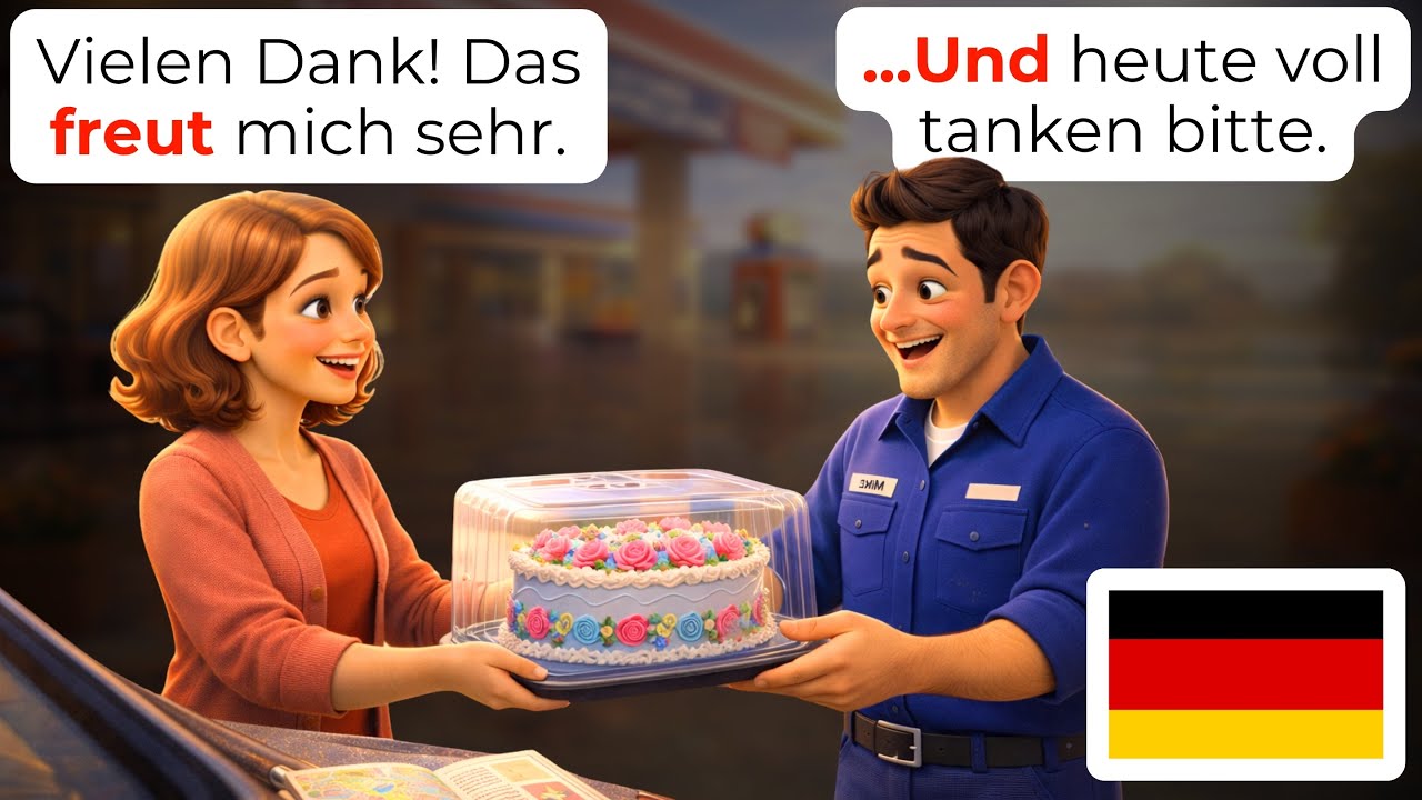 🇩🇪 15 Ежедневных Немецких Разговоров на Автозаправке | Изучайте Немецкий (A1-A2) ⛽