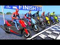 Spiderman and Motorcycles with Superheroes - Dangerous Square Track Obstacle Parkour Challenge
