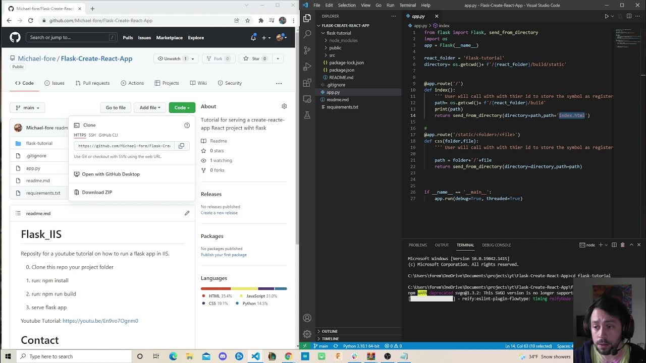 React + Flask How to serve a React application with Flask without ejecting. YouTube