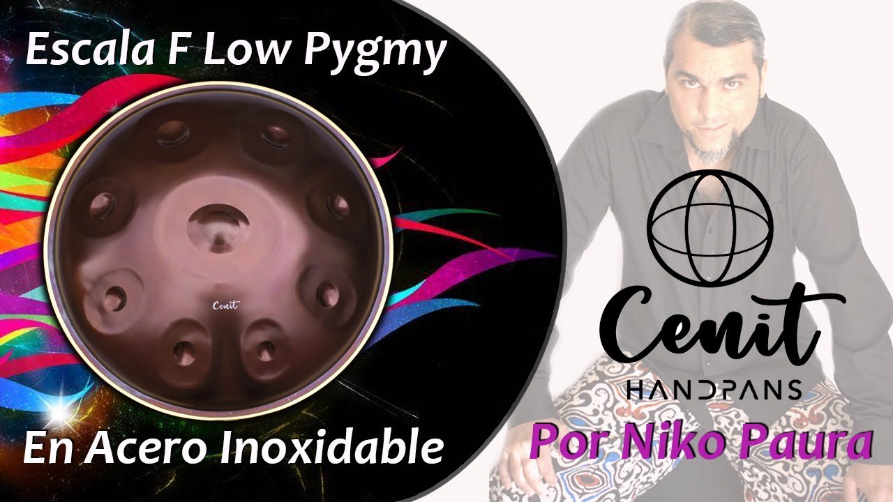 CENIT HANDPAN, F Low Pigmy 9, acero inoxidable "EMBER STEEL" Por NIKO PAURA