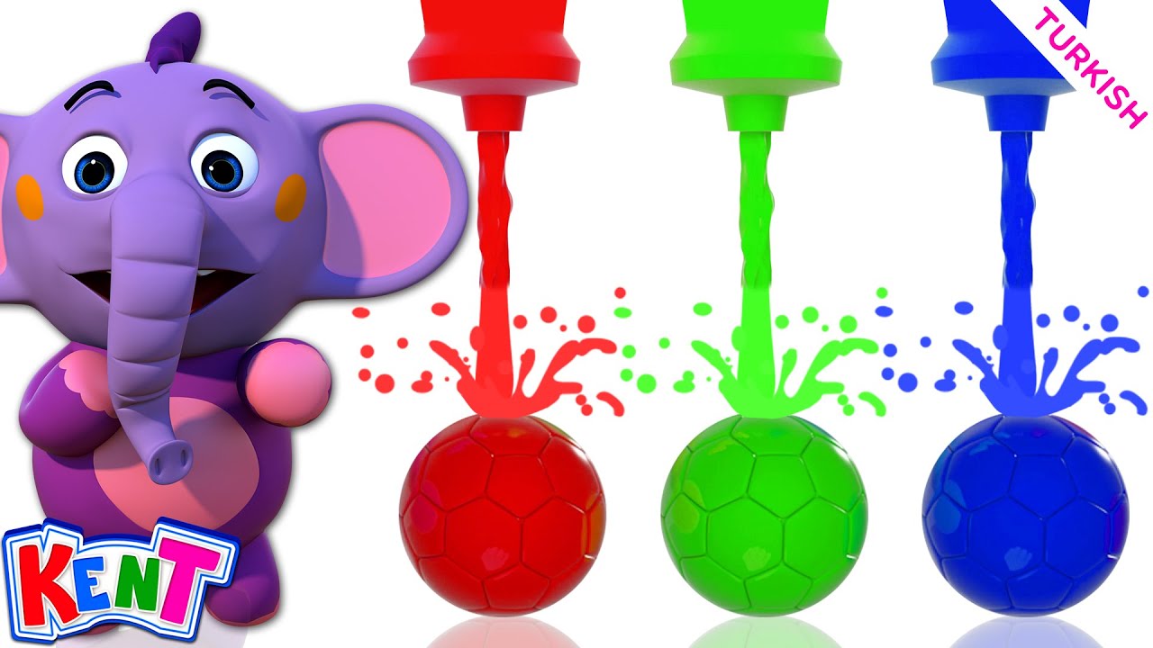 ⁣Çizgi Film | Learn Colors With Soccer Balls | Kent The Elephant Turkish