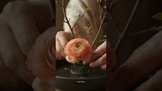 Fresh Ranunculus & Branch Kenzan Ikebana 🌸 | Japanese Floral Art | Wabi-Sabi #garden
