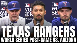 Marcus Semien, Andrew Heaney \& Bruce Bochy React to Texas Being 1 Win Away From a World Series Win