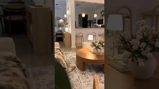 Modern Cozy Open-Plan Living Room | Warm Pendant Lights, Wood Table & White Decor#homedecor#interior