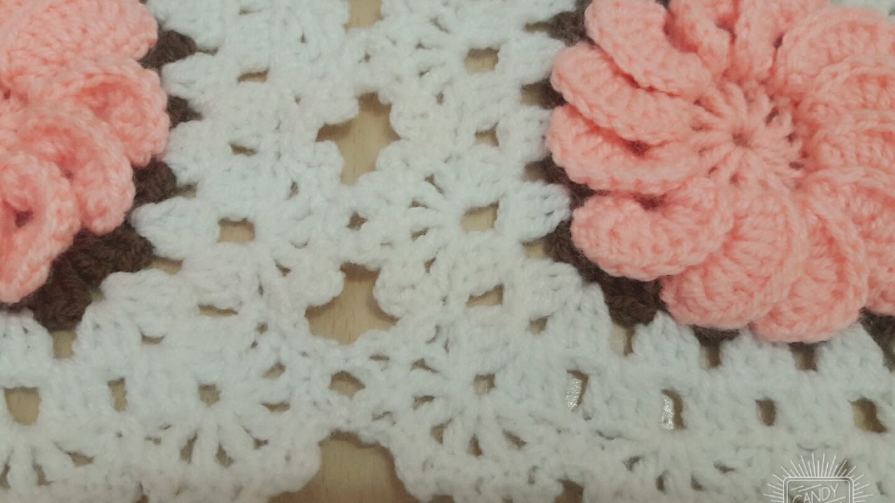 كروشية .. تشبيك وحدات مربعة بغرزه البيكو