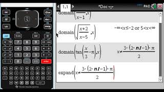 Finding Domains of Functions on the TI-Nspire CAS