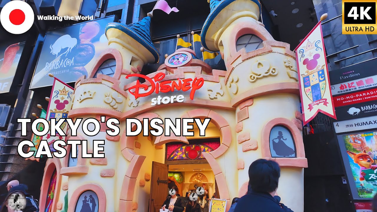 Castle-Like Disney Store in Shibuya Tokyo | Japan-Exclusive Merch Tour [4K]