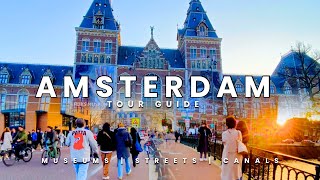 🇳🇱 AMSTERDAM CITY TOUR GUIDE ALONG THE FAMOUS MUSEUMS, CANALS & LAVISH STREETS IN THE CITY HEART