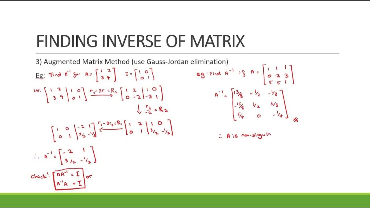 Chap 3-7: Finding inverse of matrix using Augmented matrix method - YouTube