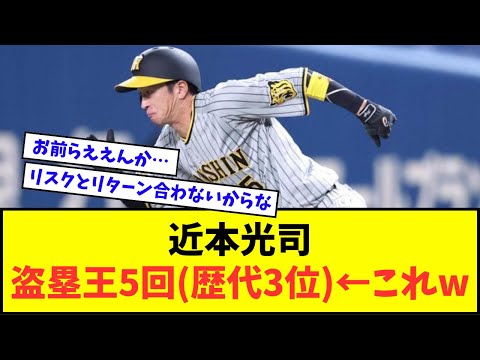 【ええんか?】阪神・近本光司 盗塁王5回獲得(歴代3位)←これwwwww【なんJ反応】【2chスレ】【5chスレ】【プロ野球反応集】