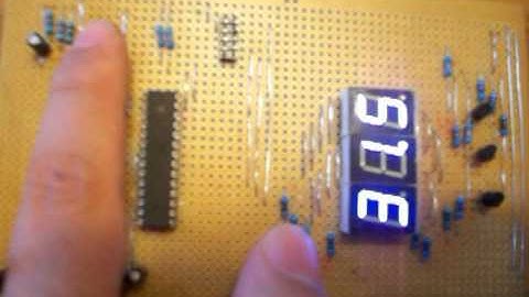 ATMEGA328p and LM75 Multiplexed Seven Segment Thermometer prototype
