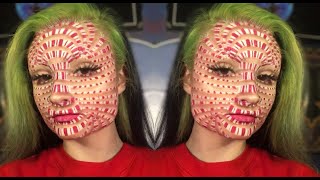 Trippy Candy Cane Makeup