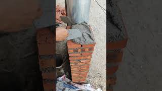 The procces plestering cement for building brick